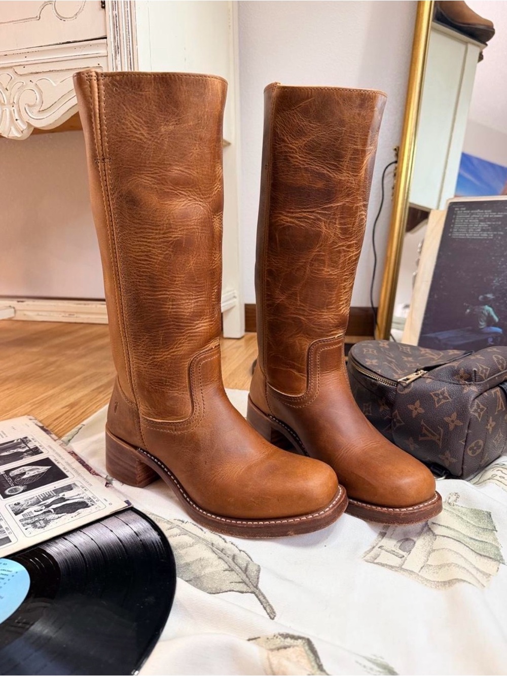 Women's Tall Leather Knee-High Boots - Brown